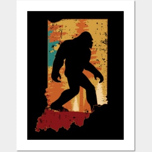 Bigfoot Retro Vintage Sasquatch Indiana Posters and Art